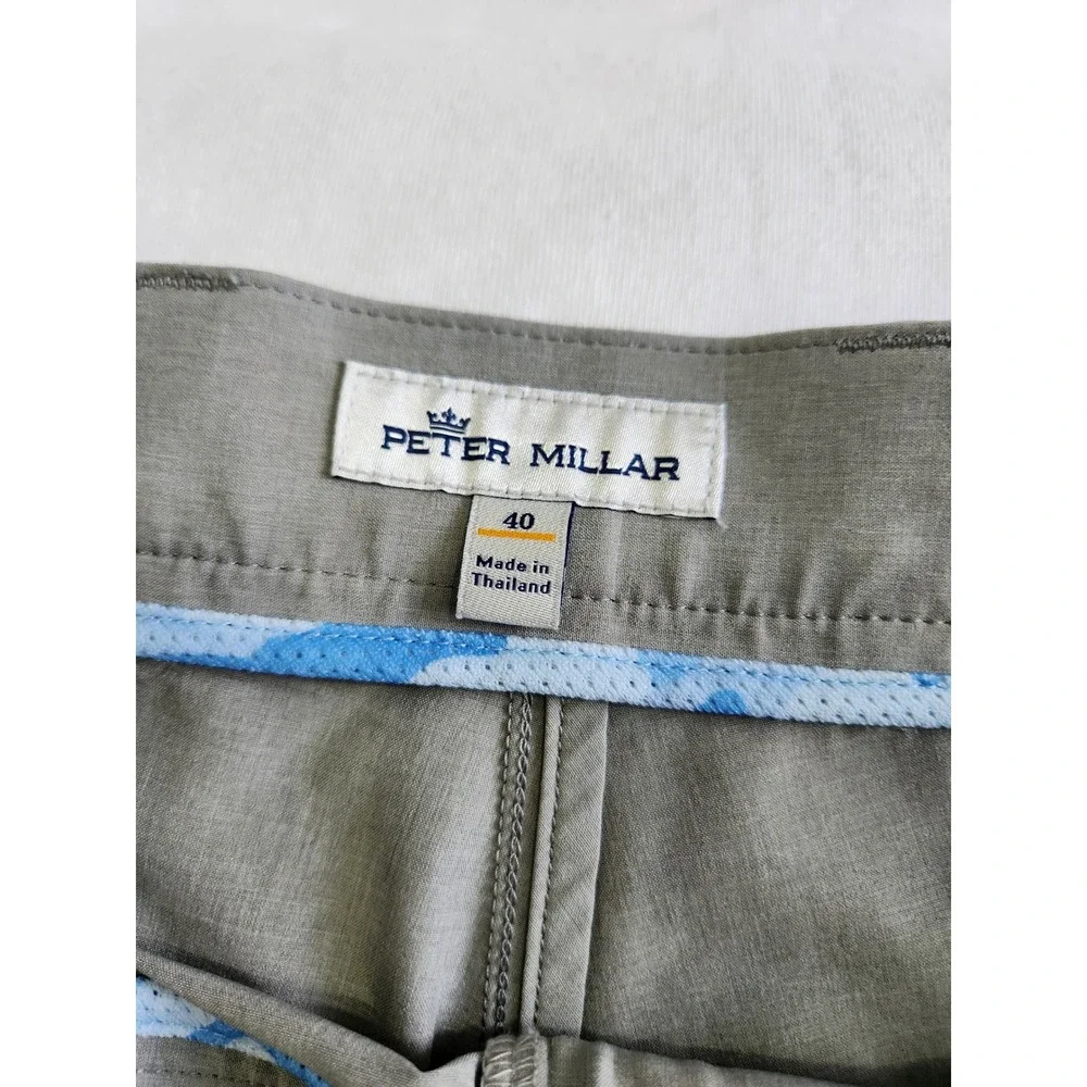 Peter Millar Mens Grey Performance Golf Shorts Size 40 Flat Front Lightweight